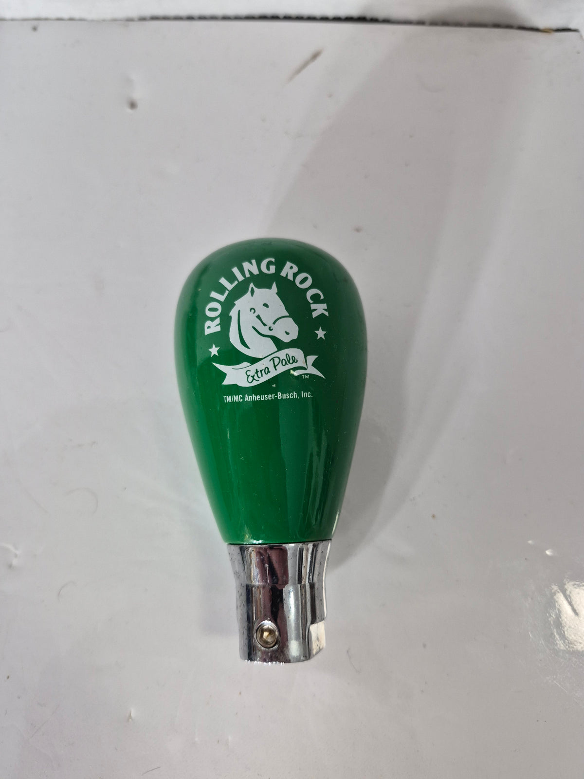 Rolling Rock Extra Pale Beer Tap Handle – Green Anheuser-Busch Bar Advertising – 4.5" x 2"