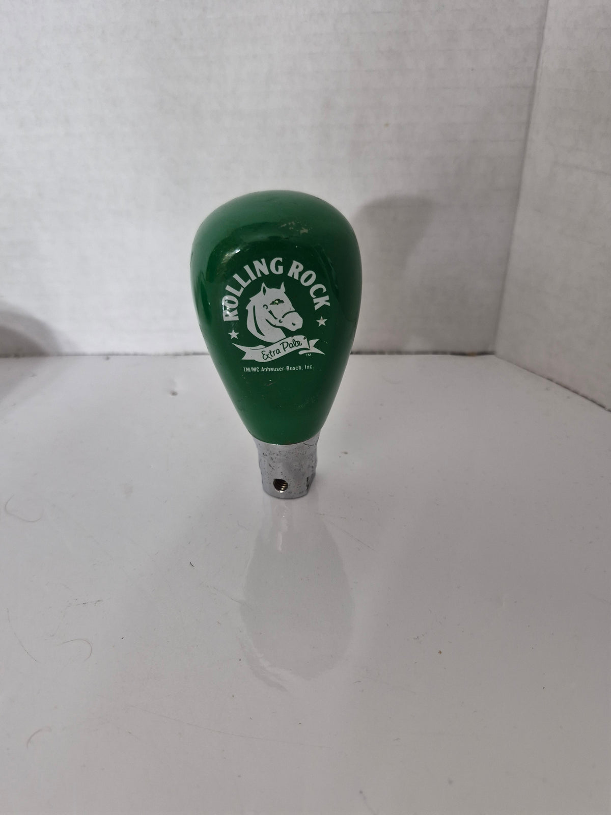 Rolling Rock Extra Pale Beer Tap Handle – Green Anheuser-Busch Bar Advertising – 4.5" x 2"