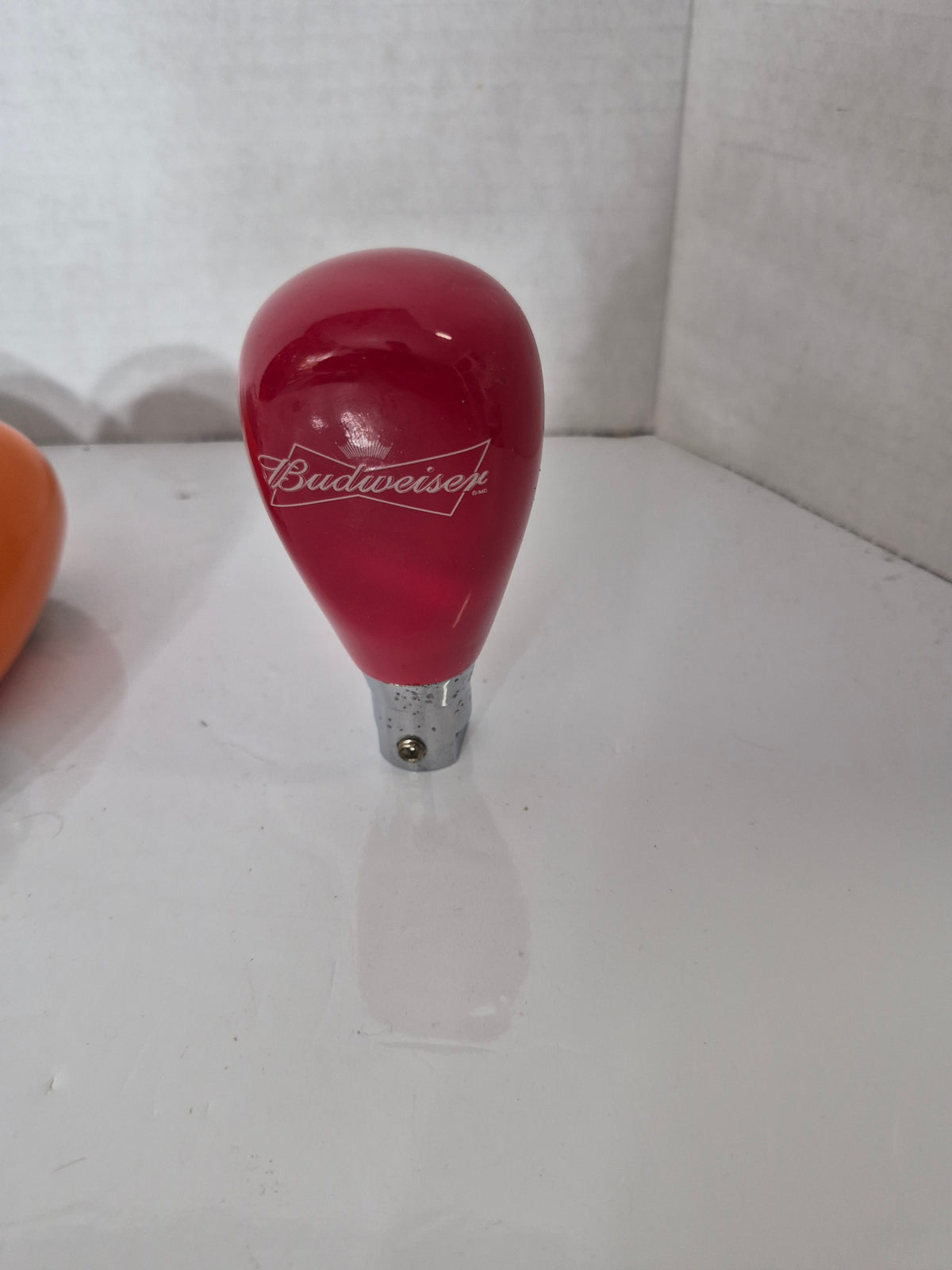 Budweiser Red Beer Tap Handle – Classic Bowtie Logo Bar Advertising – 4.5" x 2"