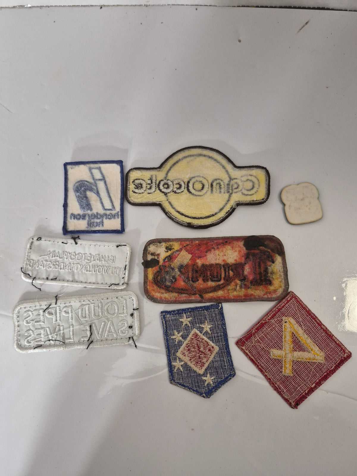 Vintage Embroidered Patch Lot of 8 – CanOcate, Triumph Motorcycles, Henderson Hall, Military & Novelty Patches