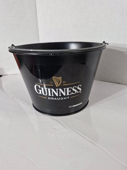 Guinness Draught Metal Bottle Bucket – Black with Gold Harp – 7.25 x 10.5 in.