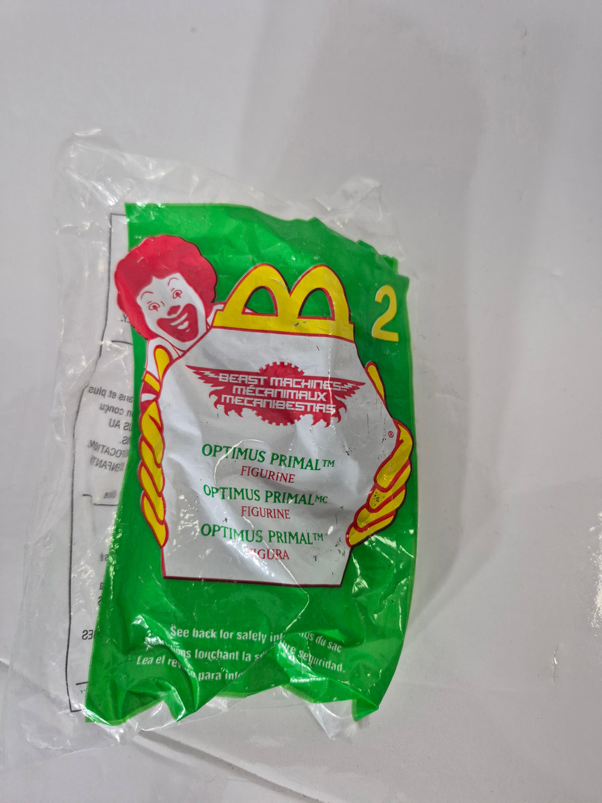 McDonald's Beast Machines Optimus Primal Happy Meal Toy #2 – 2000, Sealed