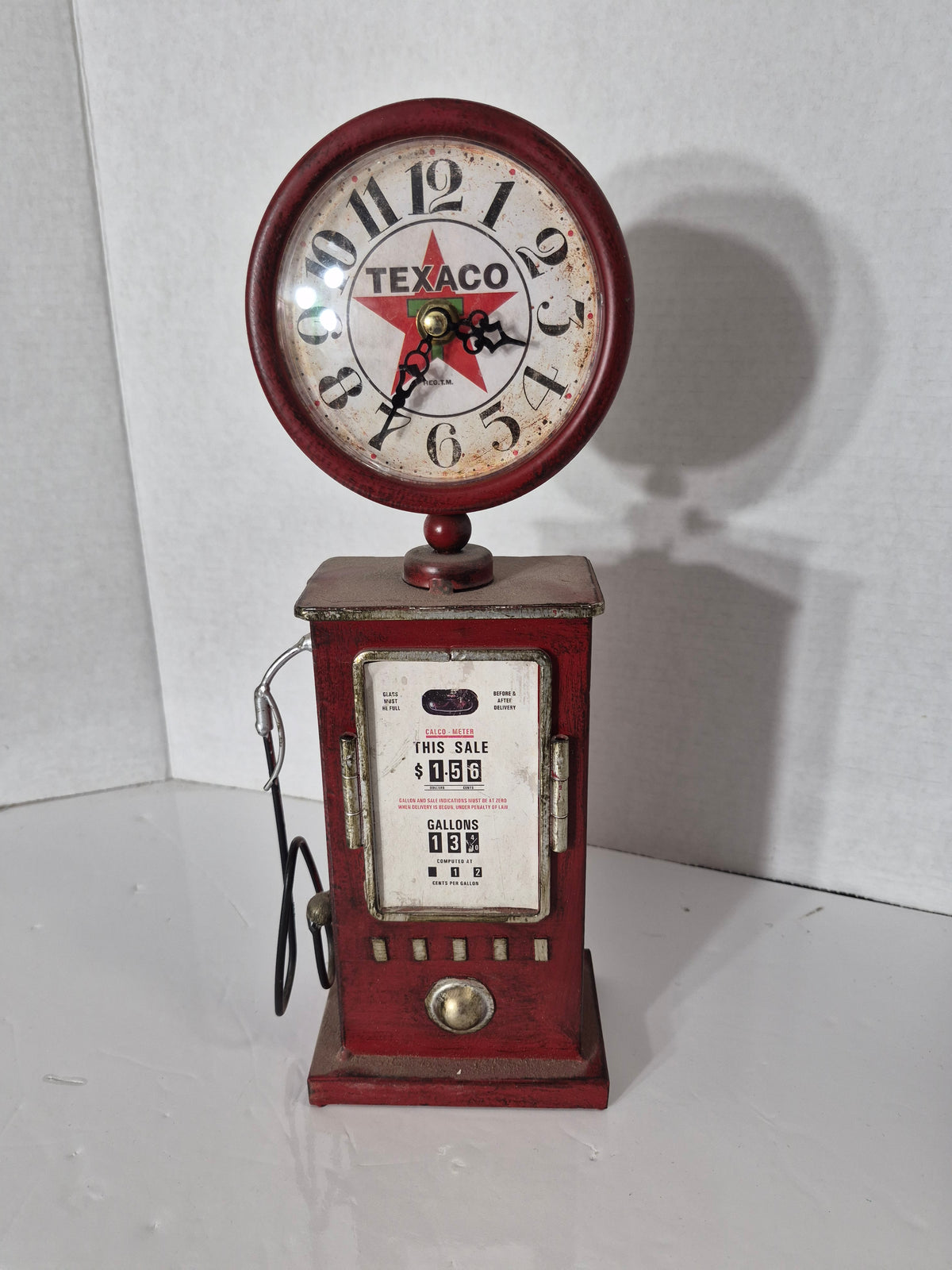 Texaco Gas Pump Table Clock – Novelty Metal Clock – Works