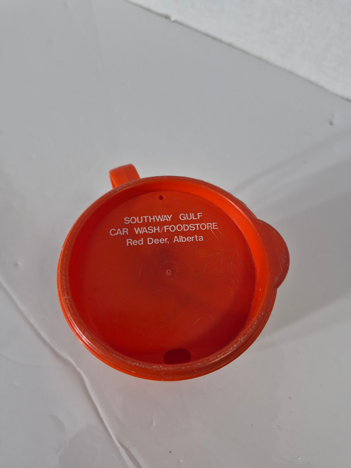 Gulf Oil Plastic Travel Mug – Southway Gulf, Red Deer AB – 4 in.