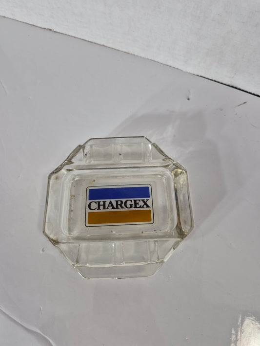 Chargex Credit Card Glass Ashtray – 1970s – 5.25 in. – Canadiana