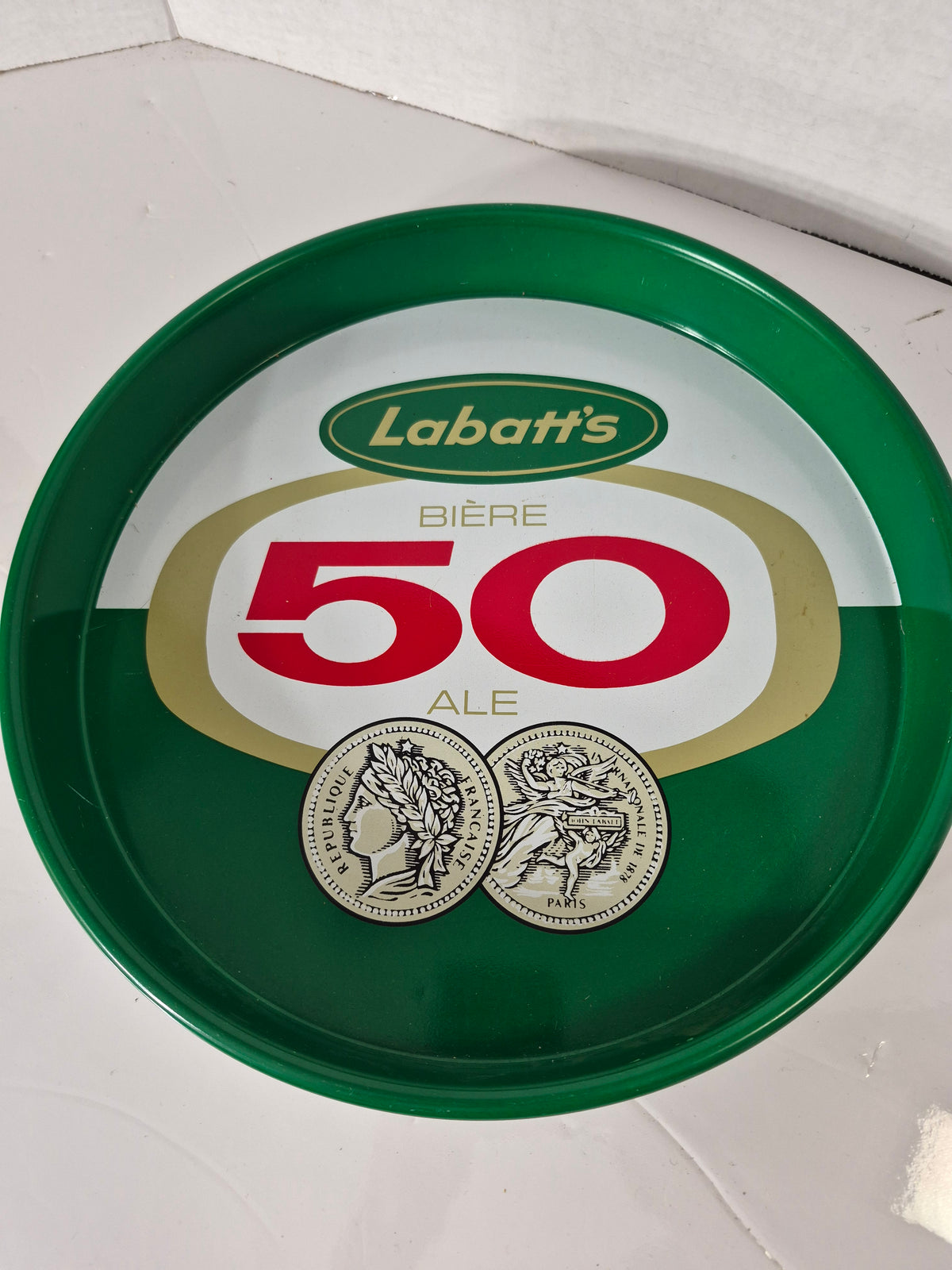 Labatt's 50 Ale Tin Beer Tray – Green – 13 in. – 1970s