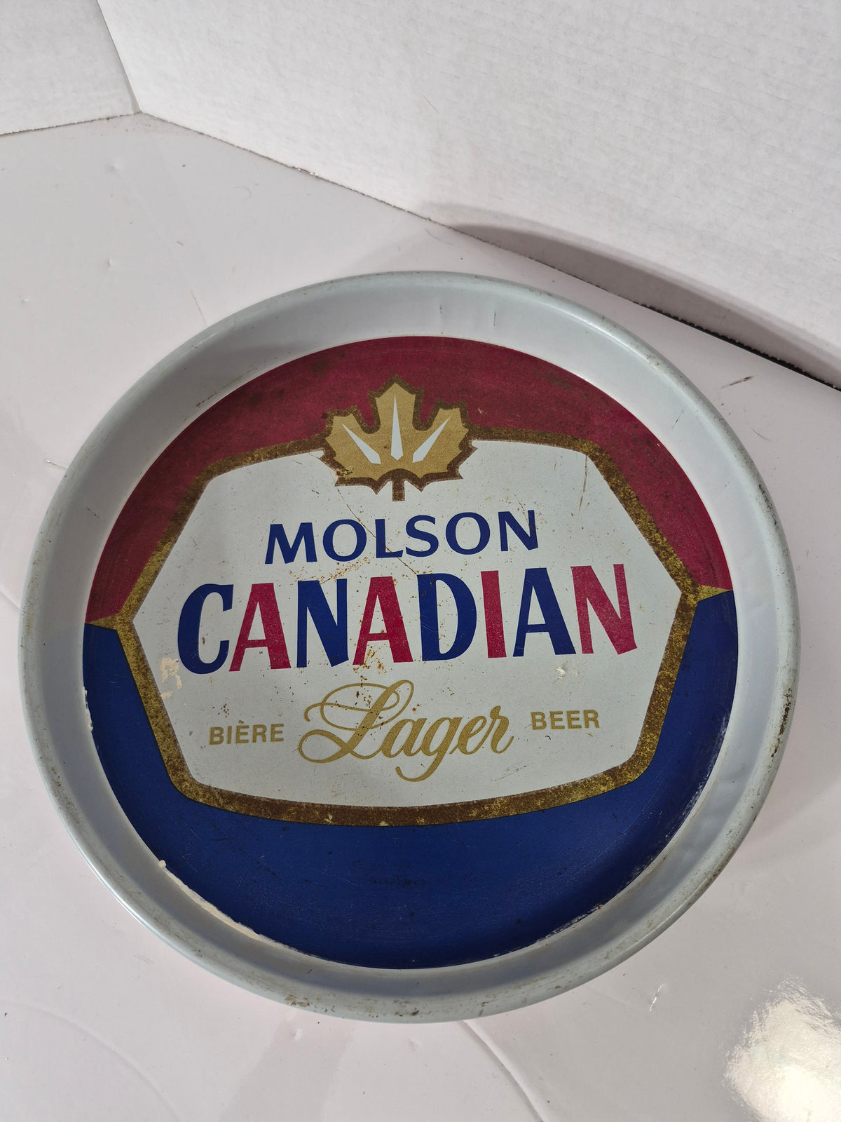 1970s Molson Canadian Lager Tin Beer Tray – Bière Beer – 13 in.