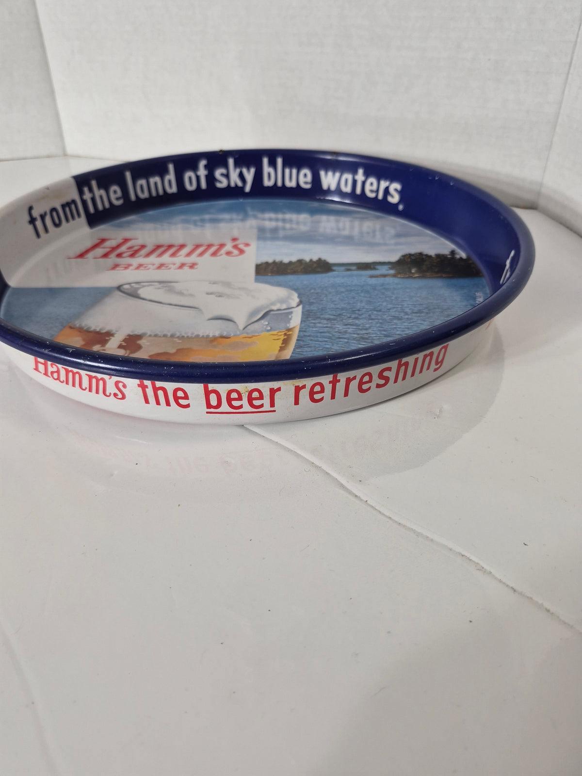1970s Hamm's Beer Tin Serving Tray – "Land of Sky Blue Waters" – 13 in.