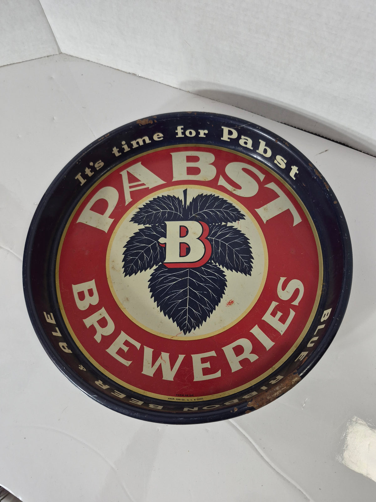 1940s Pabst Breweries Tin Beer Tray – "It's Time for Pabst" – American Can Co. 13 in.