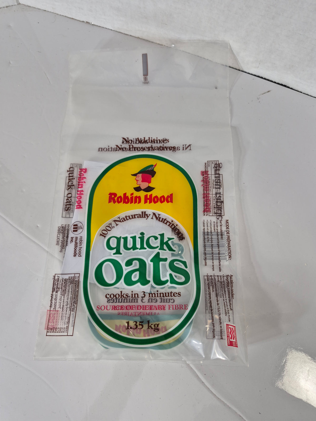 Robin Hood Quick Oats Empty Bag – 1.35 kg – Bilingual Packaging Collectible