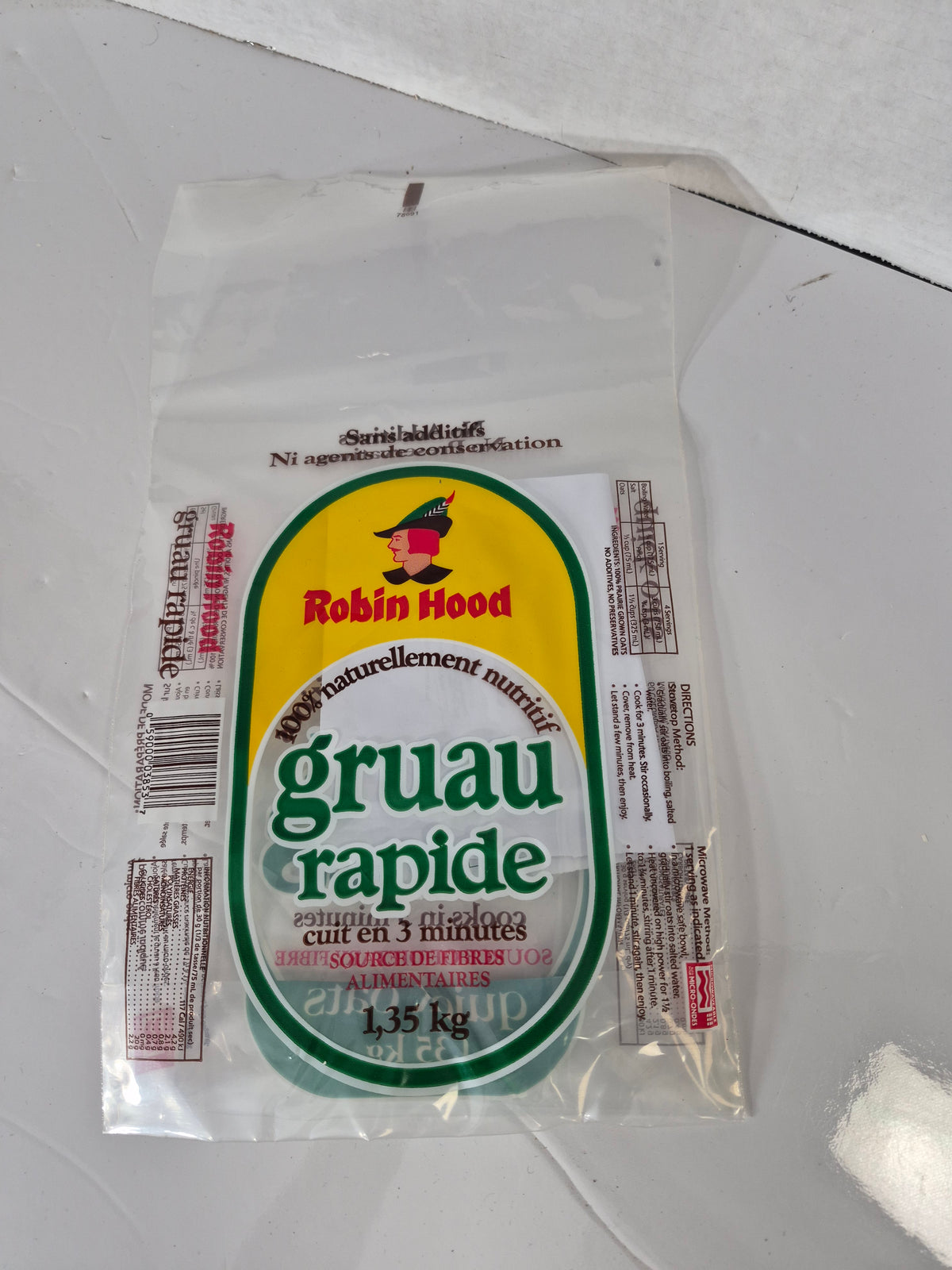 Robin Hood Quick Oats Empty Bag – 1.35 kg – Bilingual Packaging Collectible