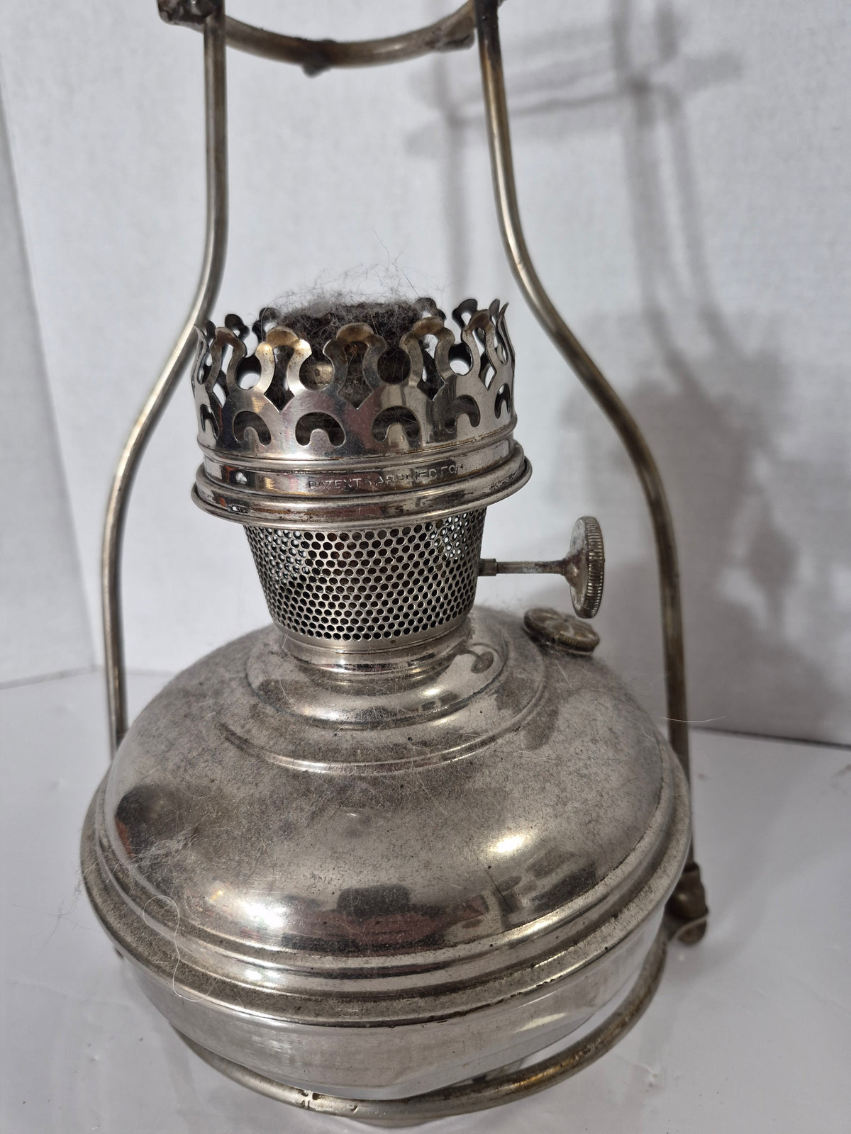 Aladdin Model 6 Nickel Kerosene Hanging Lamp Font with Burner – 1915-16