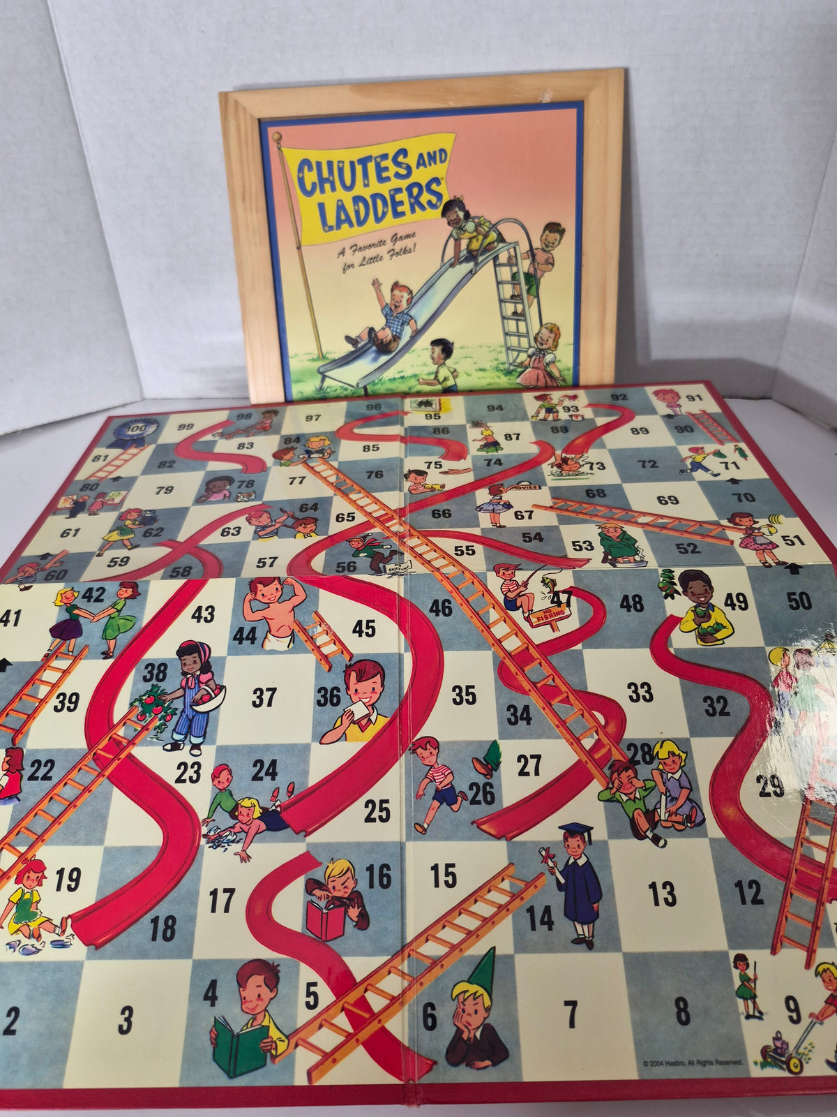 Chutes and Ladders – Milton Bradley Nostalgia Games Series 2004 – Wooden Box Edition