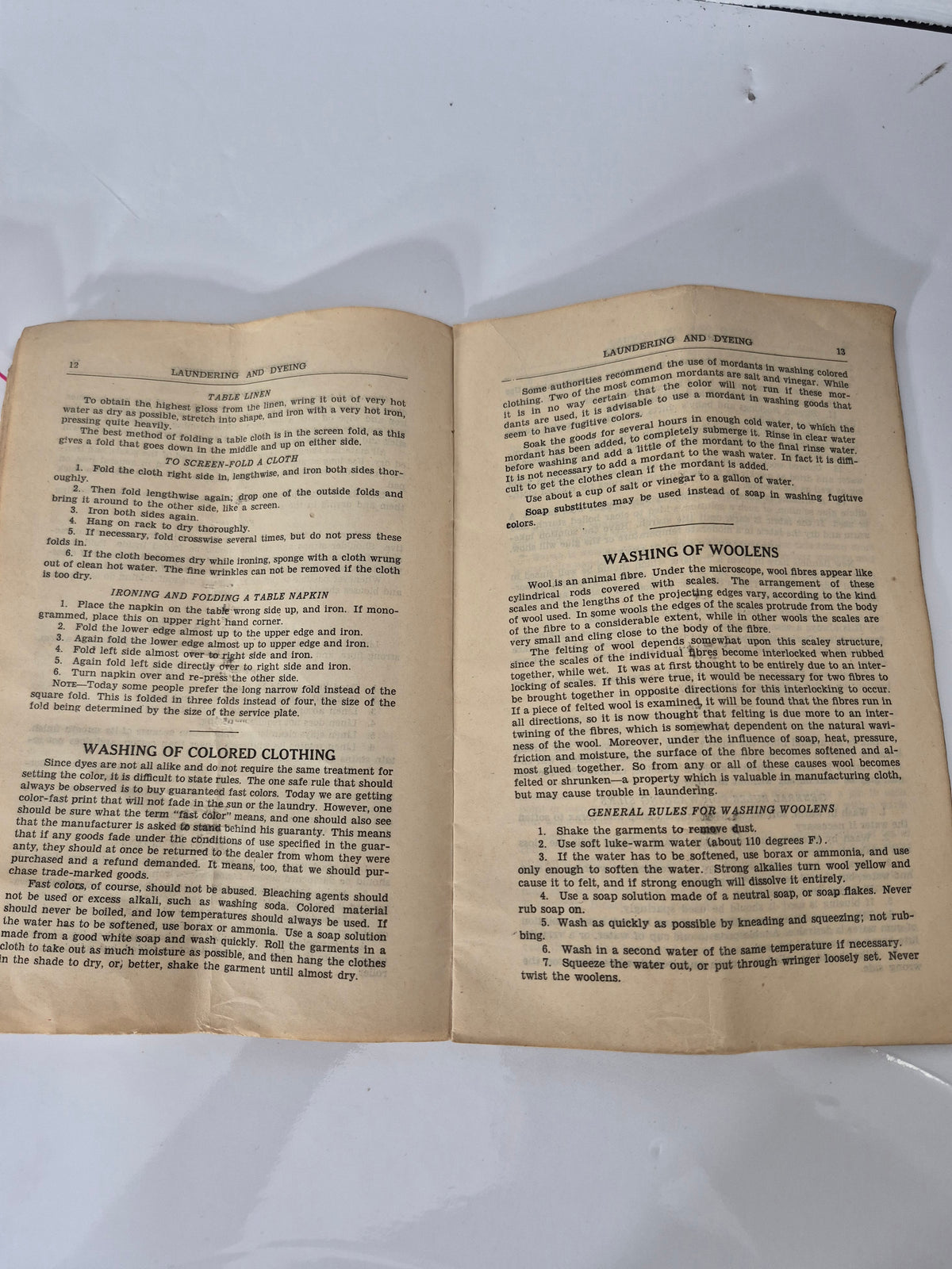 1930 Manitoba Farmers' Library Bulletin No. 64 – Laundering and Dyeing – Third Edition