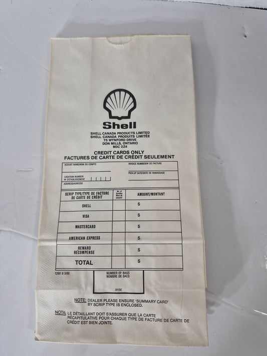 Vintage 1988 Shell Canada Credit Card Deposit Bag – Dealer Petroliana Ephemera – 6.25 x 12 in.
