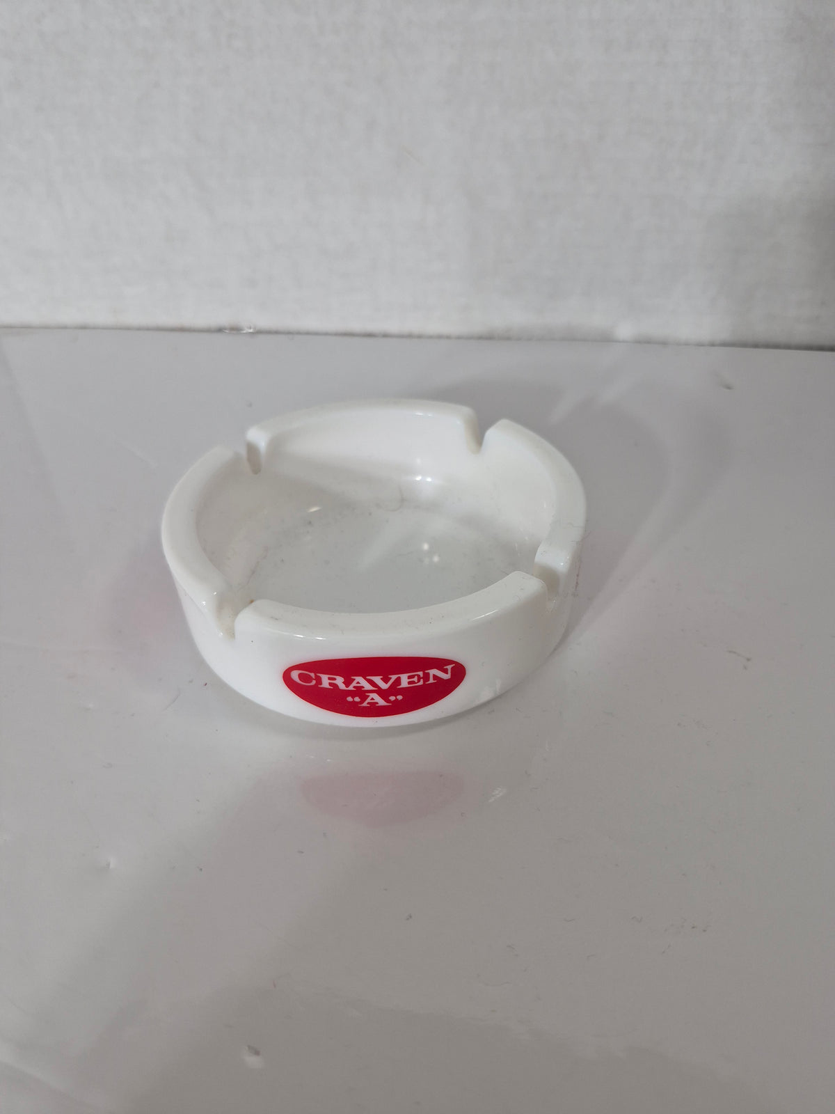 Craven "A" Cigarette Ashtray – White Ceramic with Red Logo – 4.25 in.