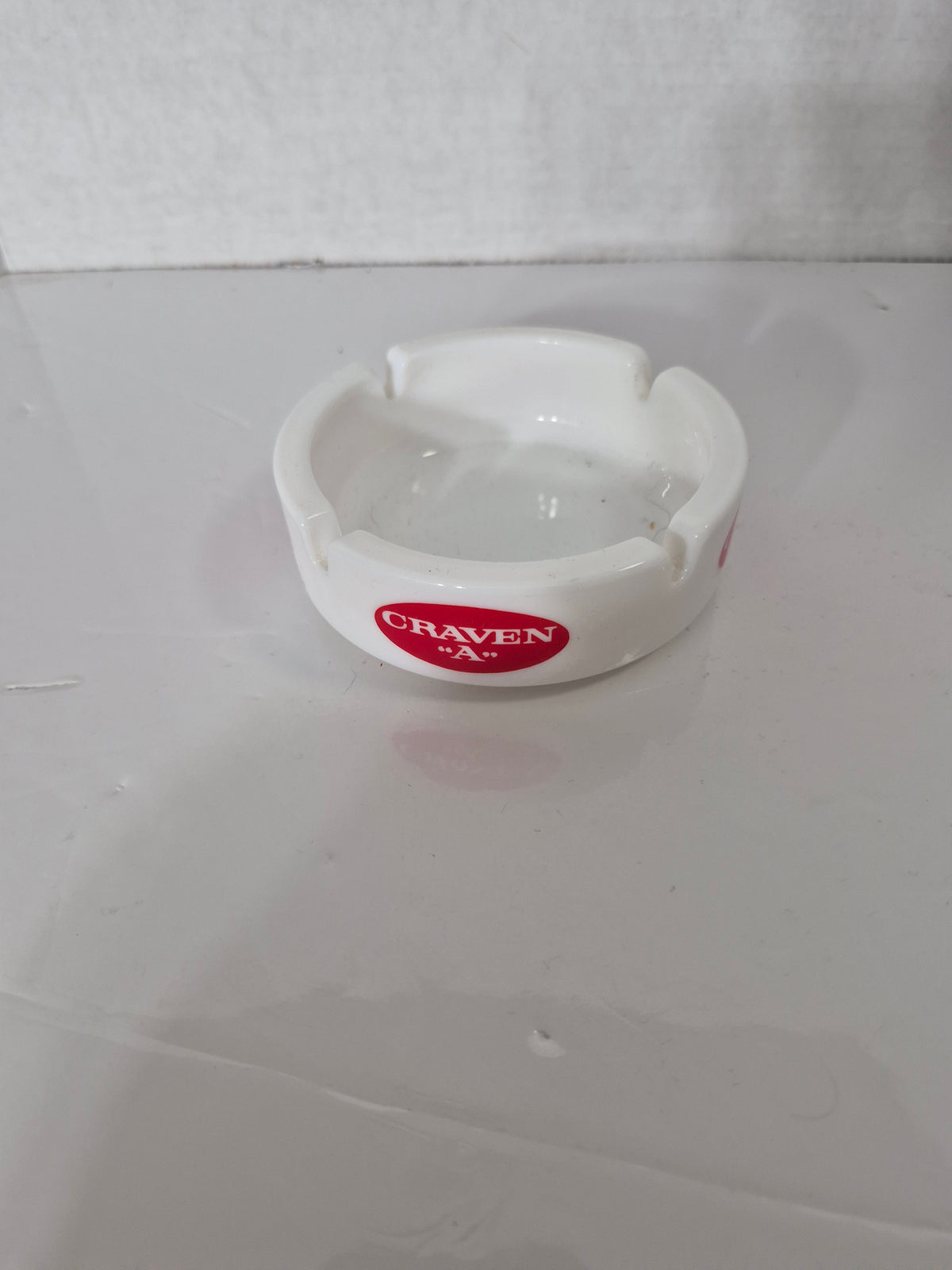 Craven "A" Cigarette Ashtray – White Ceramic with Red Logo – 4.25 in.