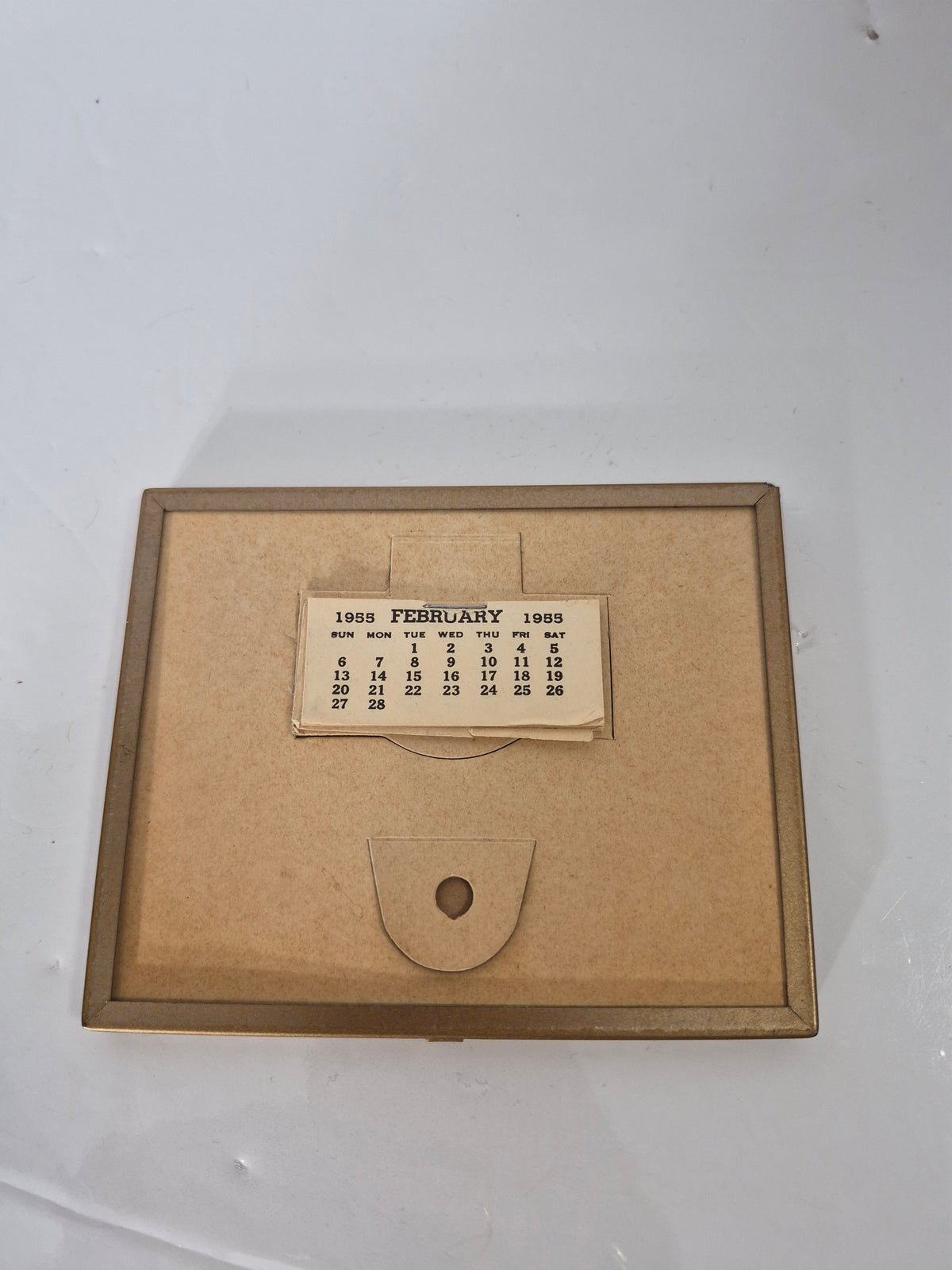 1955 Framed Calendar Thermometer – Scenic Cottage Print – 5.25 x 4.25 in.