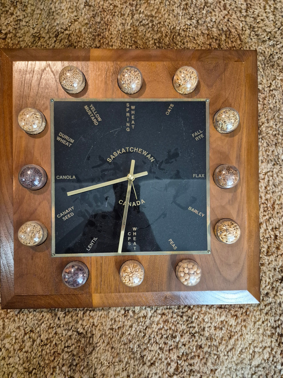 Rosecraft Saskatchewan Grain Clock – 12 Real Grain Samples – 15.25 x 15.25 in.