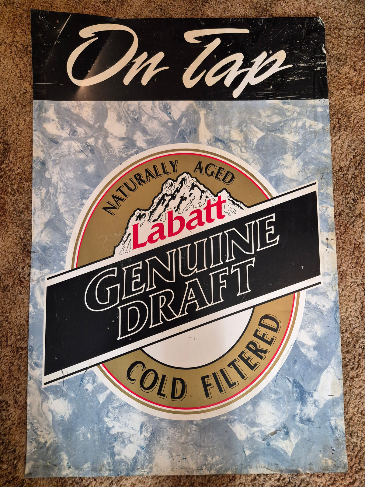 Labatt Genuine Draft "On Tap" Plastic Beer Sign – 36 x 24 in.