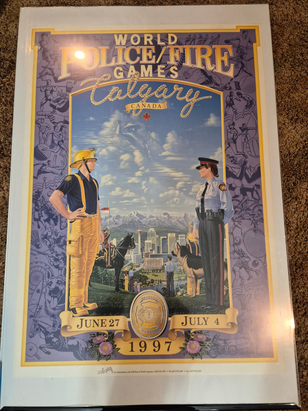 1997 World Police/Fire Games Calgary Poster – June 27–July 4 – 24 x 35 in.