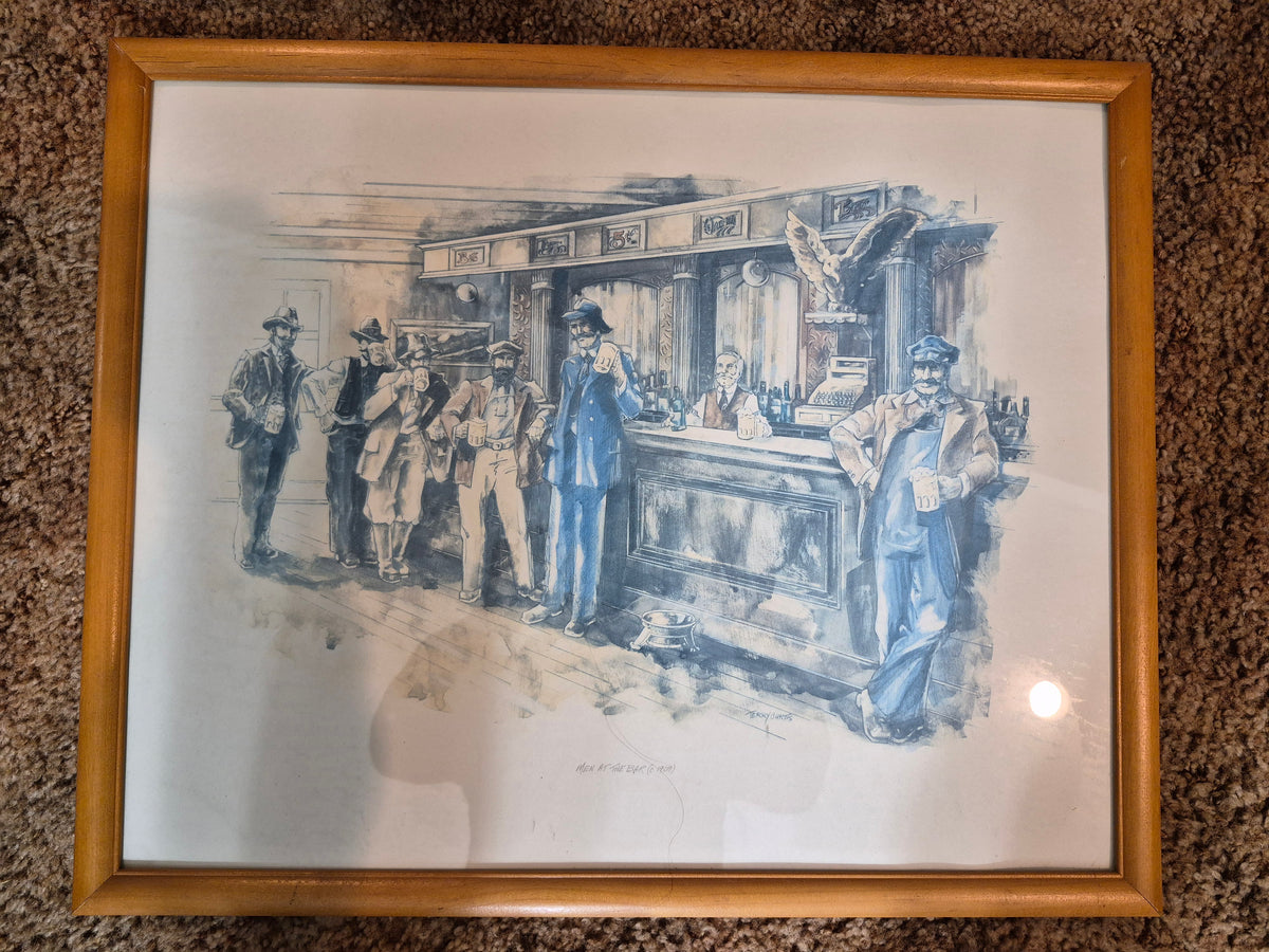 Terry Curtis "Men at the Bar (c. 1909)" Framed Print – 21 x 17 in.