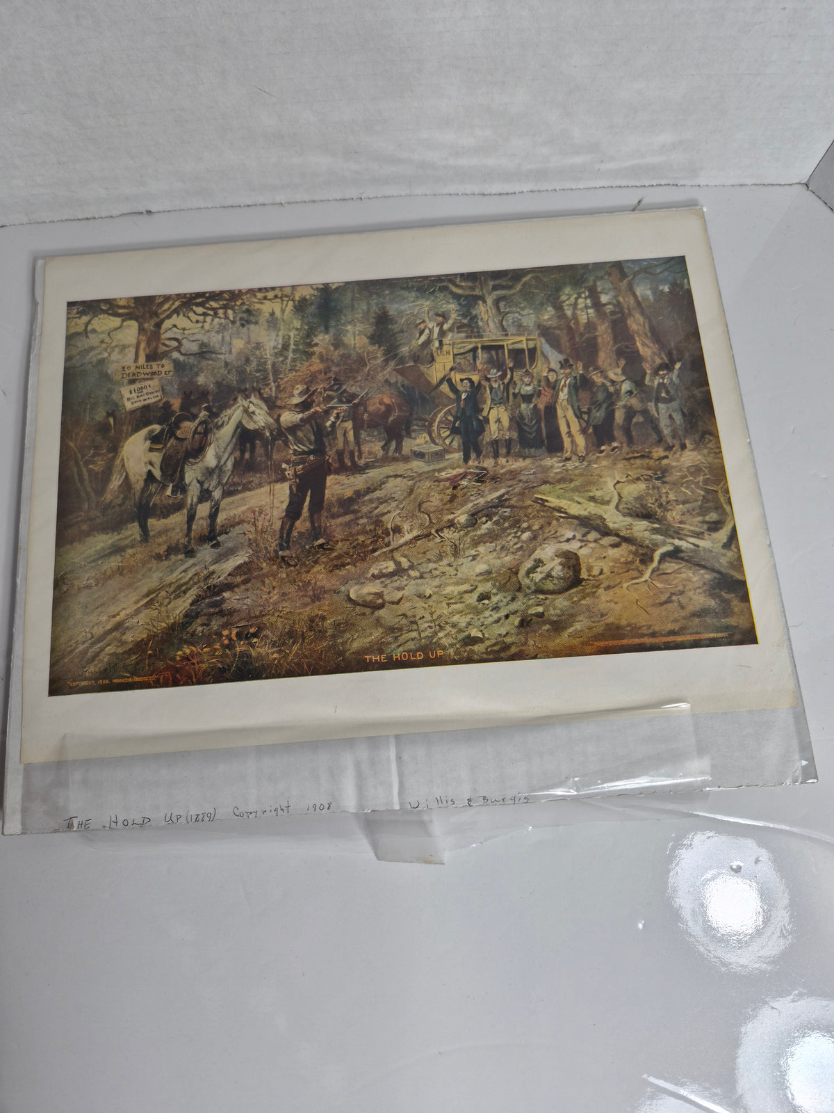 "The Hold Up" Western Stagecoach Print – Copyright 1908 – 14.25 x 12 in.