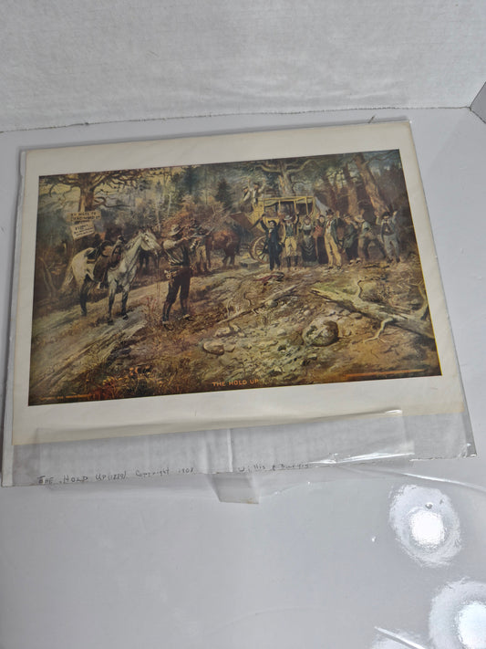 "The Hold Up" Western Stagecoach Print – Copyright 1908 – 14.25 x 12 in.