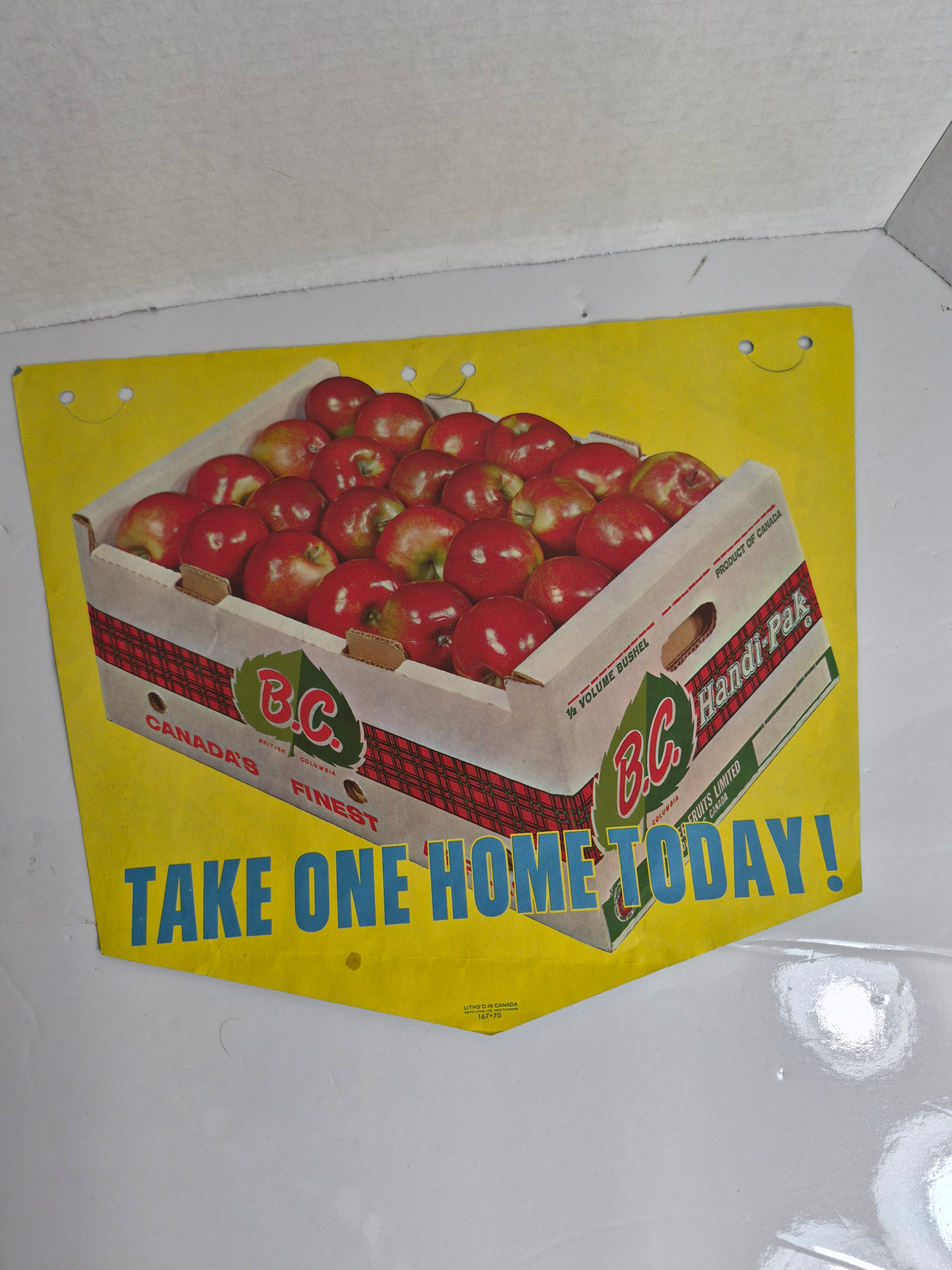 1970 B.C. Apples Double-Sided Paper Hanging Banner – "Your Best Apple Buy!" – 16 x 22 in.