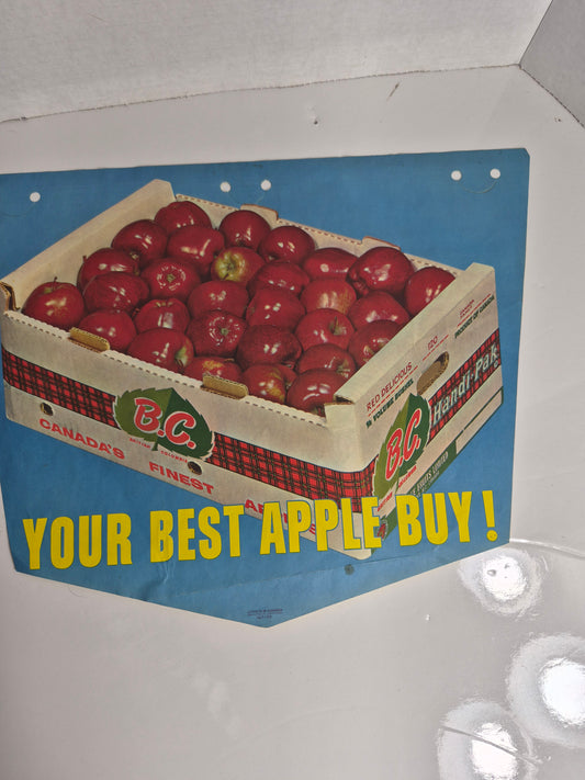 1970 B.C. Apples Double-Sided Paper Hanging Banner – "Your Best Apple Buy!" – 16 x 22 in.