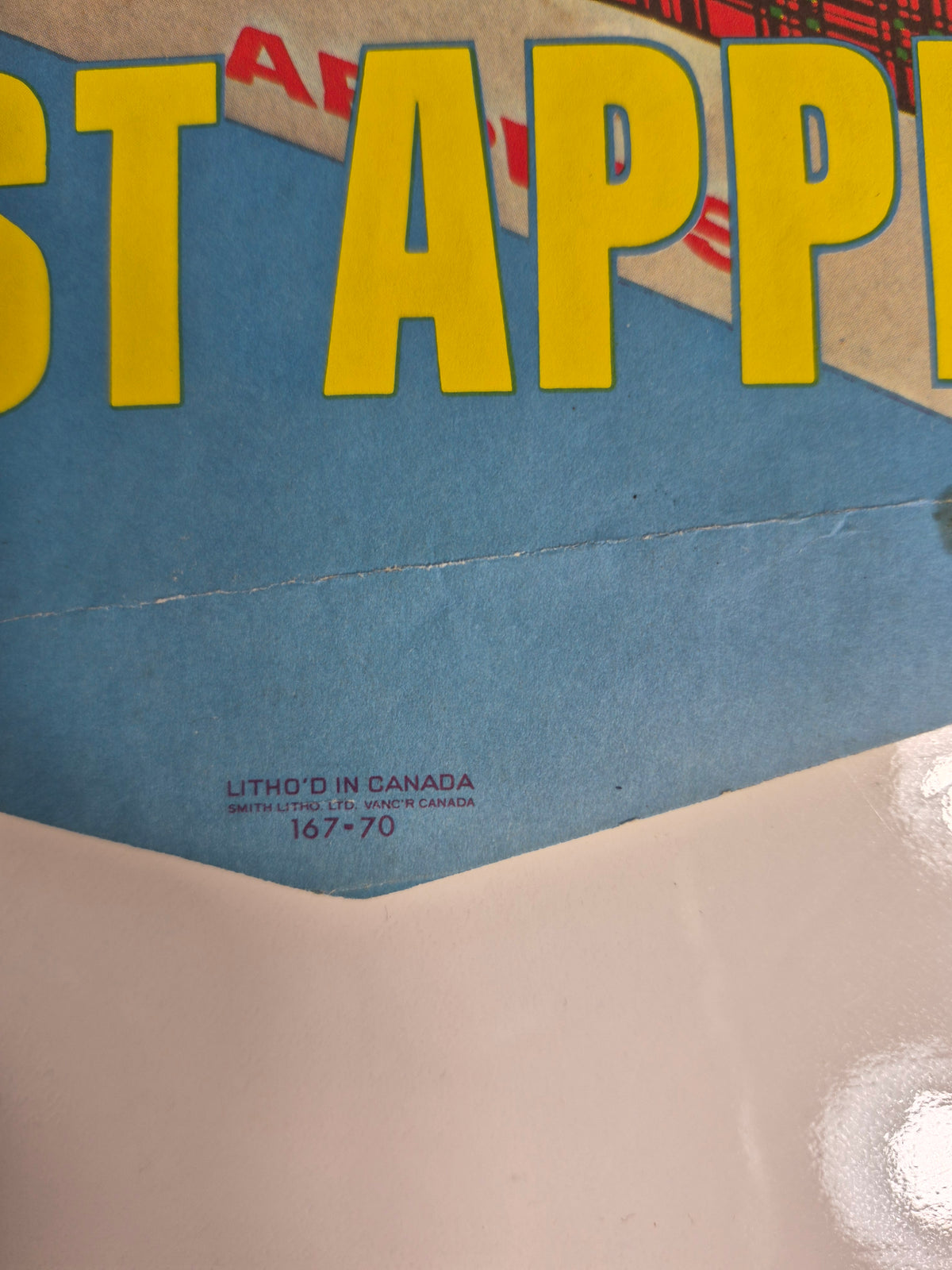 1970 B.C. Apples Double-Sided Paper Hanging Banner – "Your Best Apple Buy!" – 16 x 22 in.