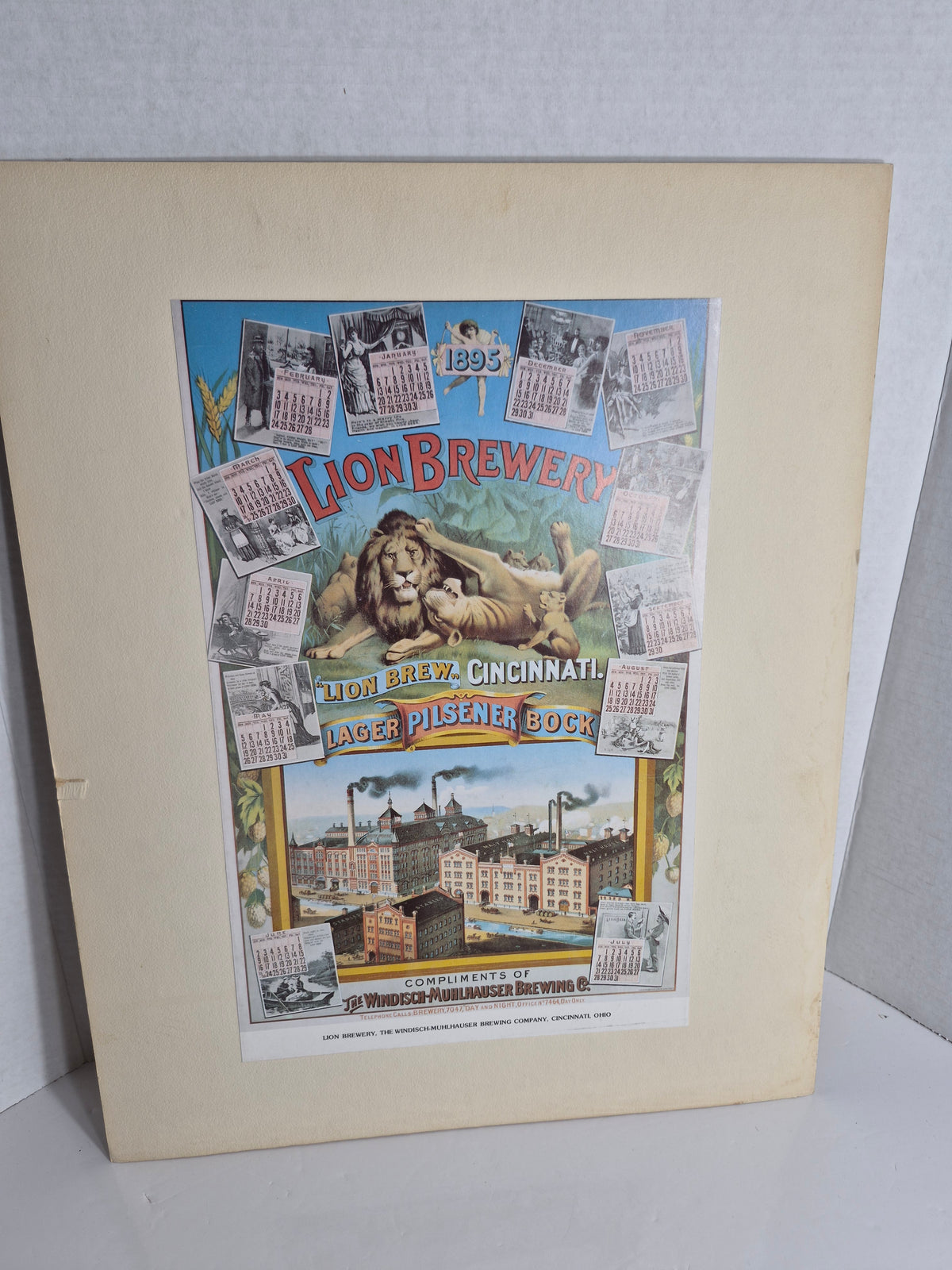 Lion Brewery 1895 Calendar Art Print – Windisch-Muhlhauser, Cincinnati – 16 x 20 in.