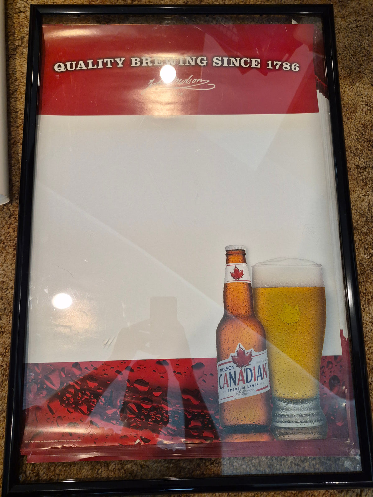 Molson Canadian "Quality Brewing Since 1786" Poster 19 x 27 in. — Longbranch Saloon Drumheller