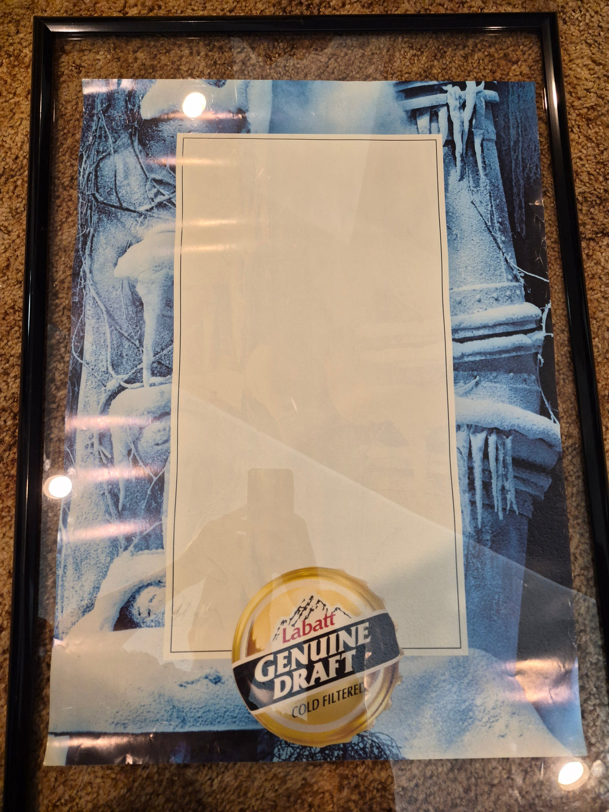 Labatt Genuine Draft "Cold Filtered" Poster 18 x 25 in. — Longbranch Saloon Drumheller