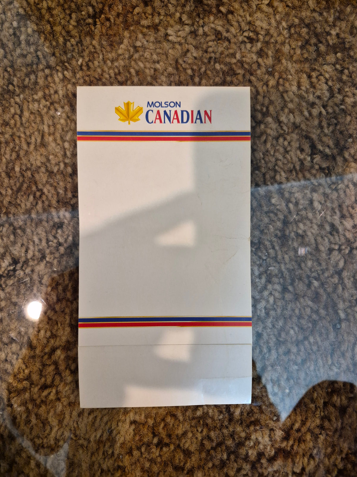 Molson Canadian Bottle Diamond Logo Double-Sided Table Top Ad 7.5 x 4 in. — Longbranch Saloon Drumheller