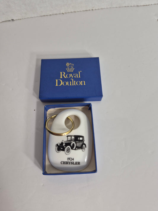 1988 Royal Doulton Bone China Chrysler Canada Commemorative Key Ring 1924 Chrysler in Box