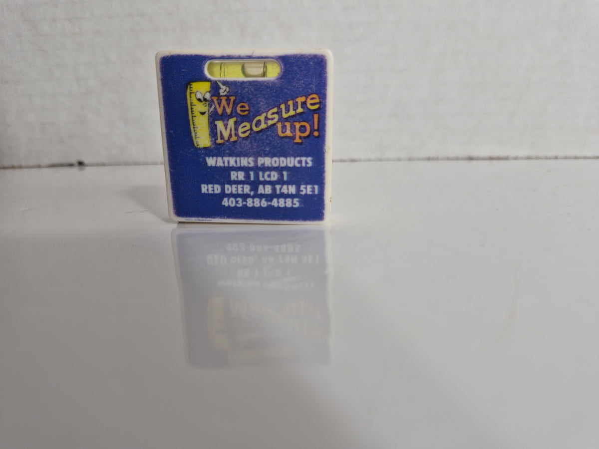 Vintage Watkins Products Promotional Pocket Tape Measure with Level 1.5 x 1.5 in.