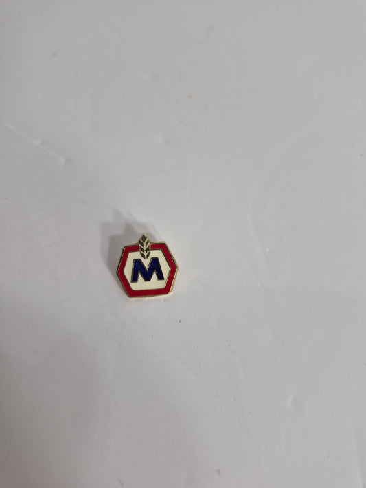 Molson M Hexagonal Shield Enamel Pin Red White Blue