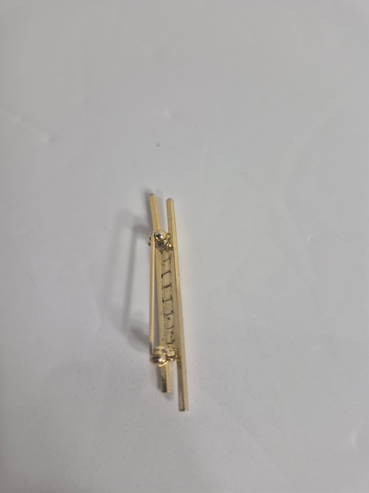 Vintage Gold Tone Rhinestone Bar Brooch — Mid-Century Modern Double Bar Pin, 1.75 Inch