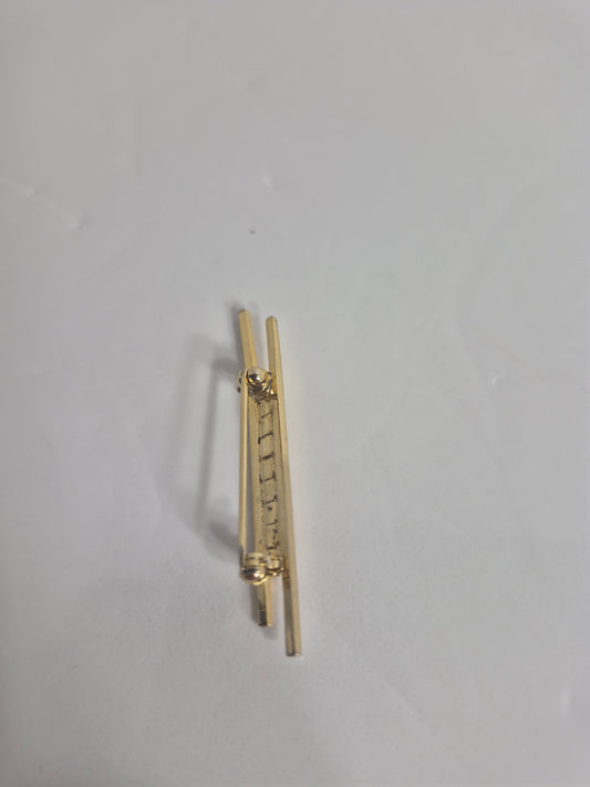 Vintage Gold Tone Rhinestone Bar Brooch — Mid-Century Modern Double Bar Pin, 1.75 Inch