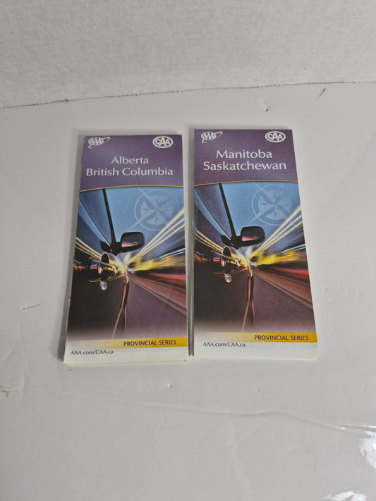 AAA CAA Provincial Series Road Maps Pair - Alberta British Columbia & Manitoba Saskatchewan, 2020 Editions