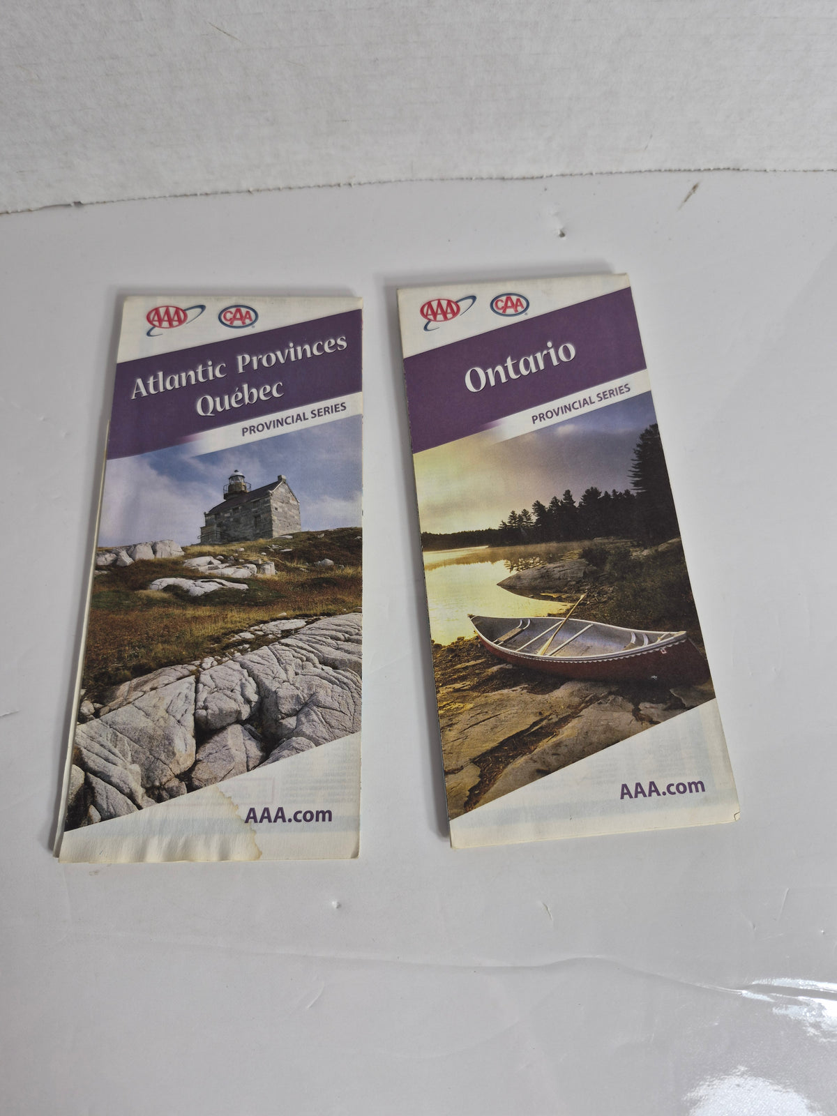 AAA CAA Provincial Series Road Maps Pair - Ontario & Atlantic Provinces Quebec, 2009 Editions
