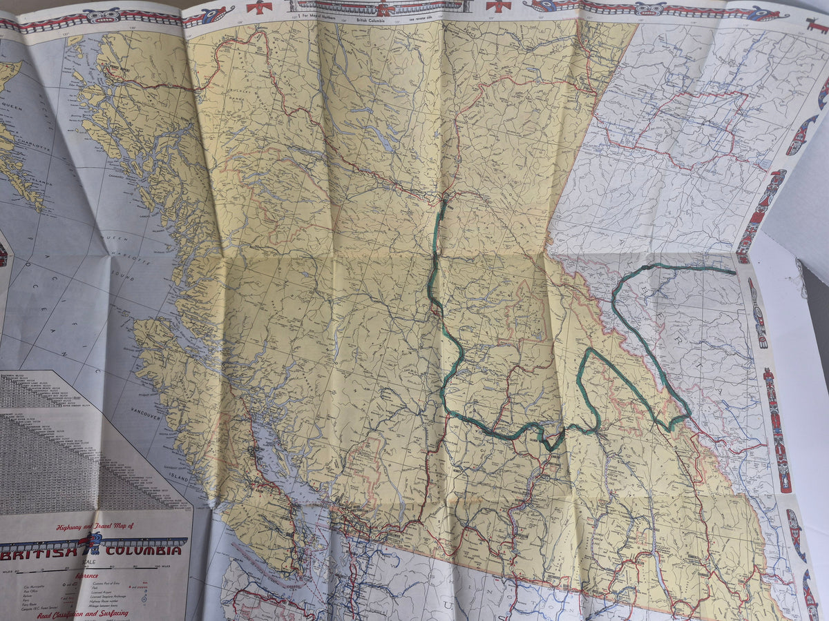 Vintage Road Maps Lot of 4 - 1950 Alberta Official Map, British Columbia Totem Pole Map, BC Pictorial Map, Alberta Vacation Booklet