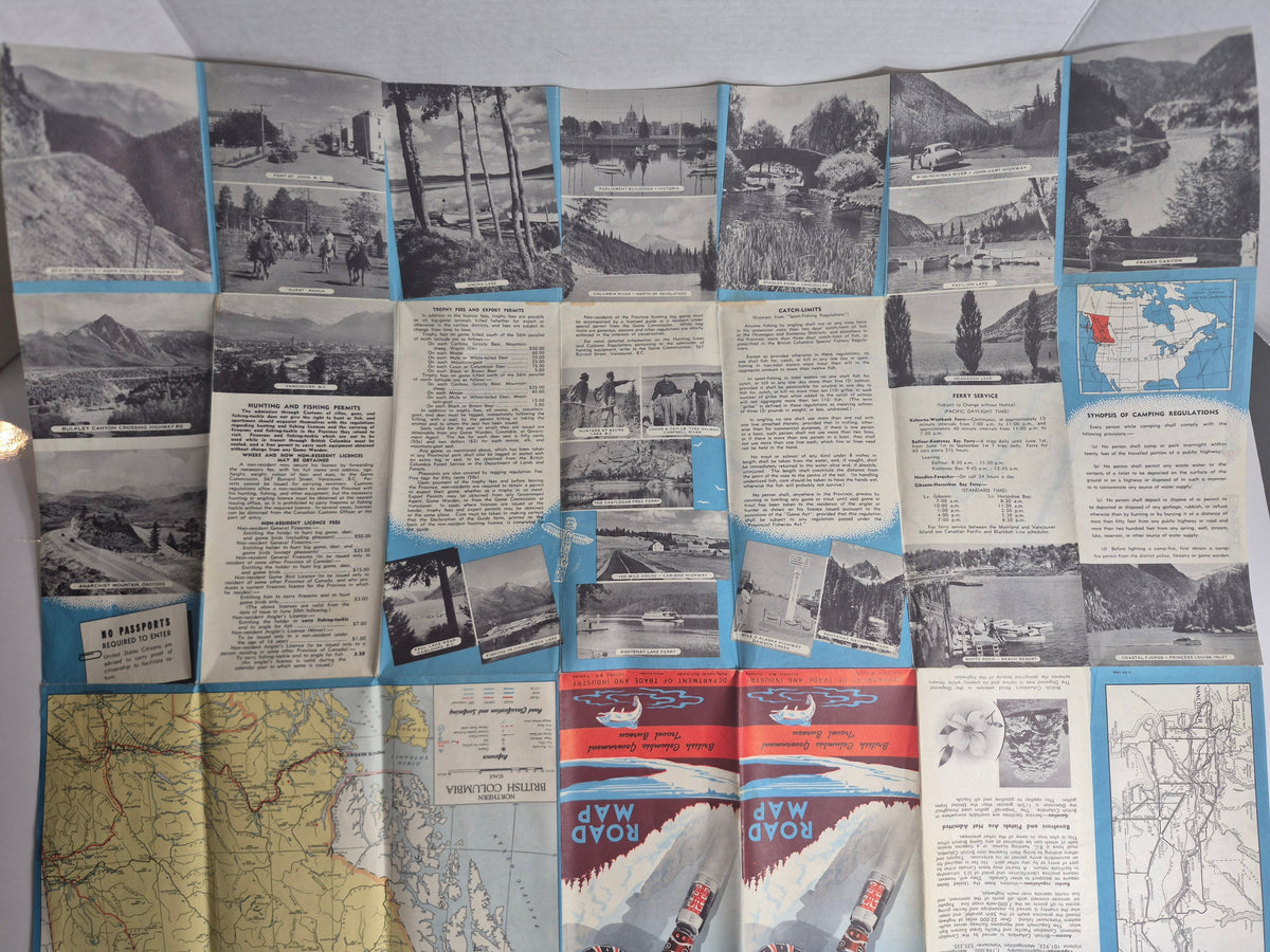 Vintage Road Maps Lot of 4 - 1950 Alberta Official Map, British Columbia Totem Pole Map, BC Pictorial Map, Alberta Vacation Booklet