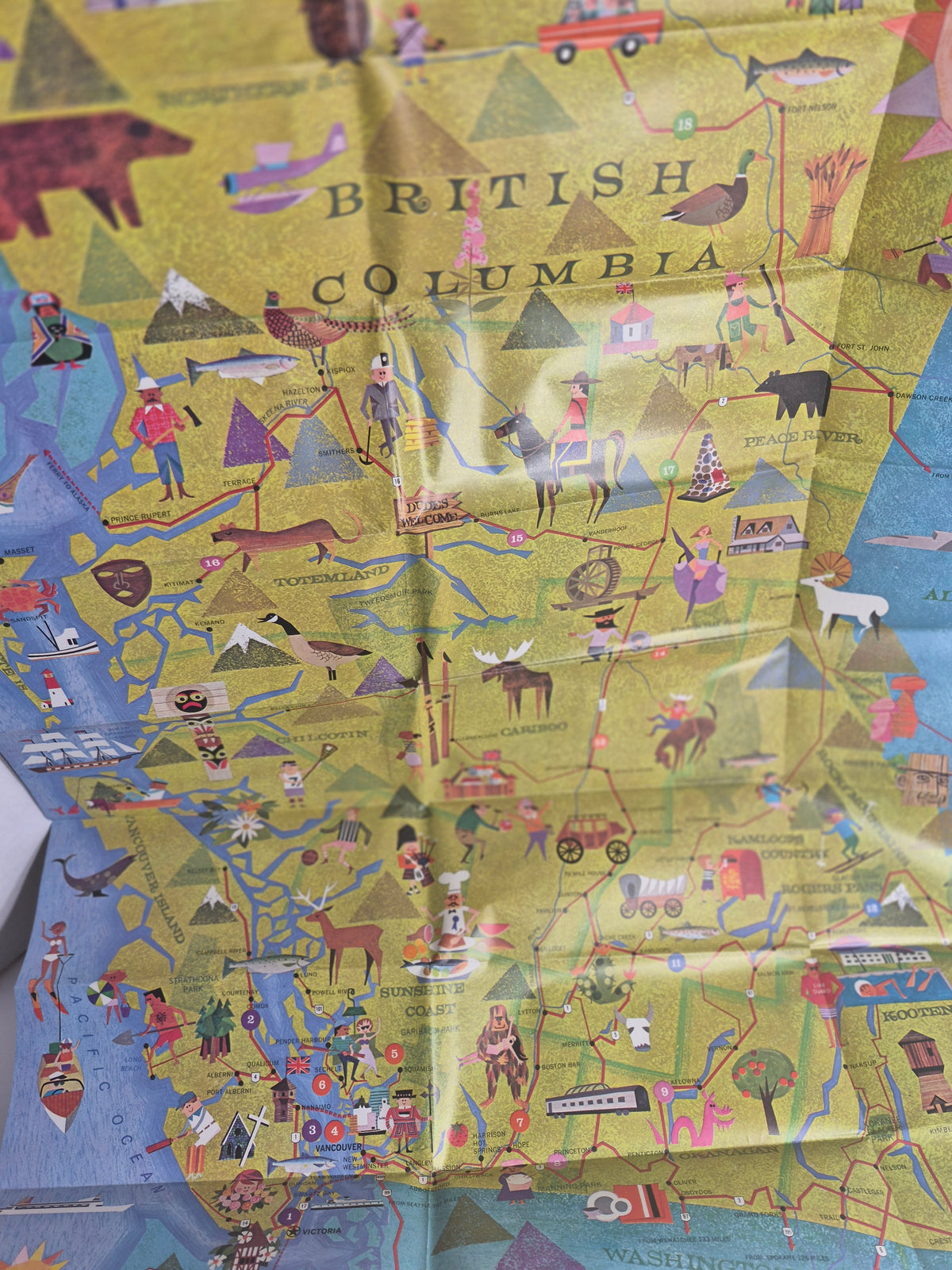 Vintage Road Maps Lot of 4 - 1950 Alberta Official Map, British Columbia Totem Pole Map, BC Pictorial Map, Alberta Vacation Booklet