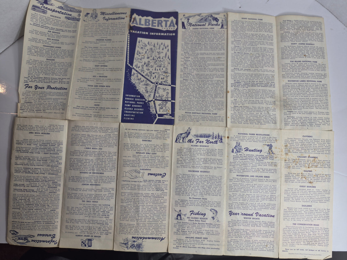 Vintage Road Maps Lot of 4 - 1950 Alberta Official Map, British Columbia Totem Pole Map, BC Pictorial Map, Alberta Vacation Booklet
