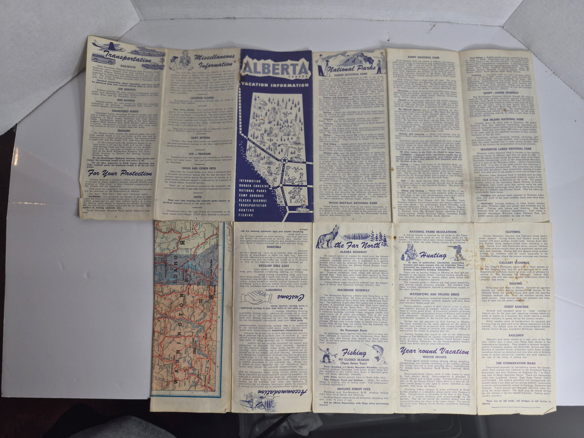 Vintage Road Maps Lot of 4 - 1950 Alberta Official Map, British Columbia Totem Pole Map, BC Pictorial Map, Alberta Vacation Booklet