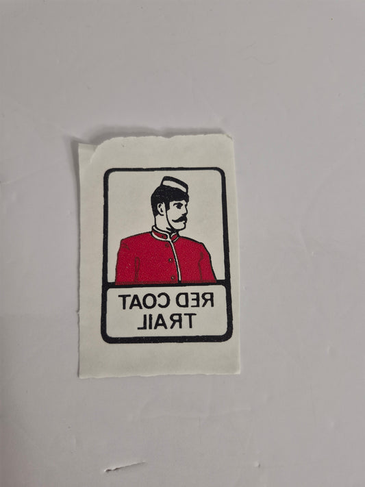 Vintage Red Coat Trail Iron-On Transfer Patch – Mountie in Red Serge – Saskatchewan Highway 13 Souvenir – Unused – 2 x 2.75 Inches