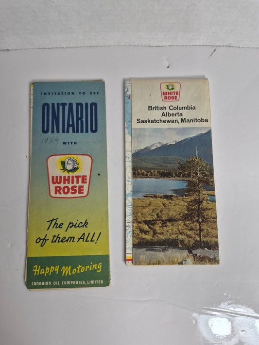 1956 White Rose Ontario Road Map – Canadian Oil Companies Service Station Map – Southern & Northern Ontario, City Insets – Rolph-Clark-Stone