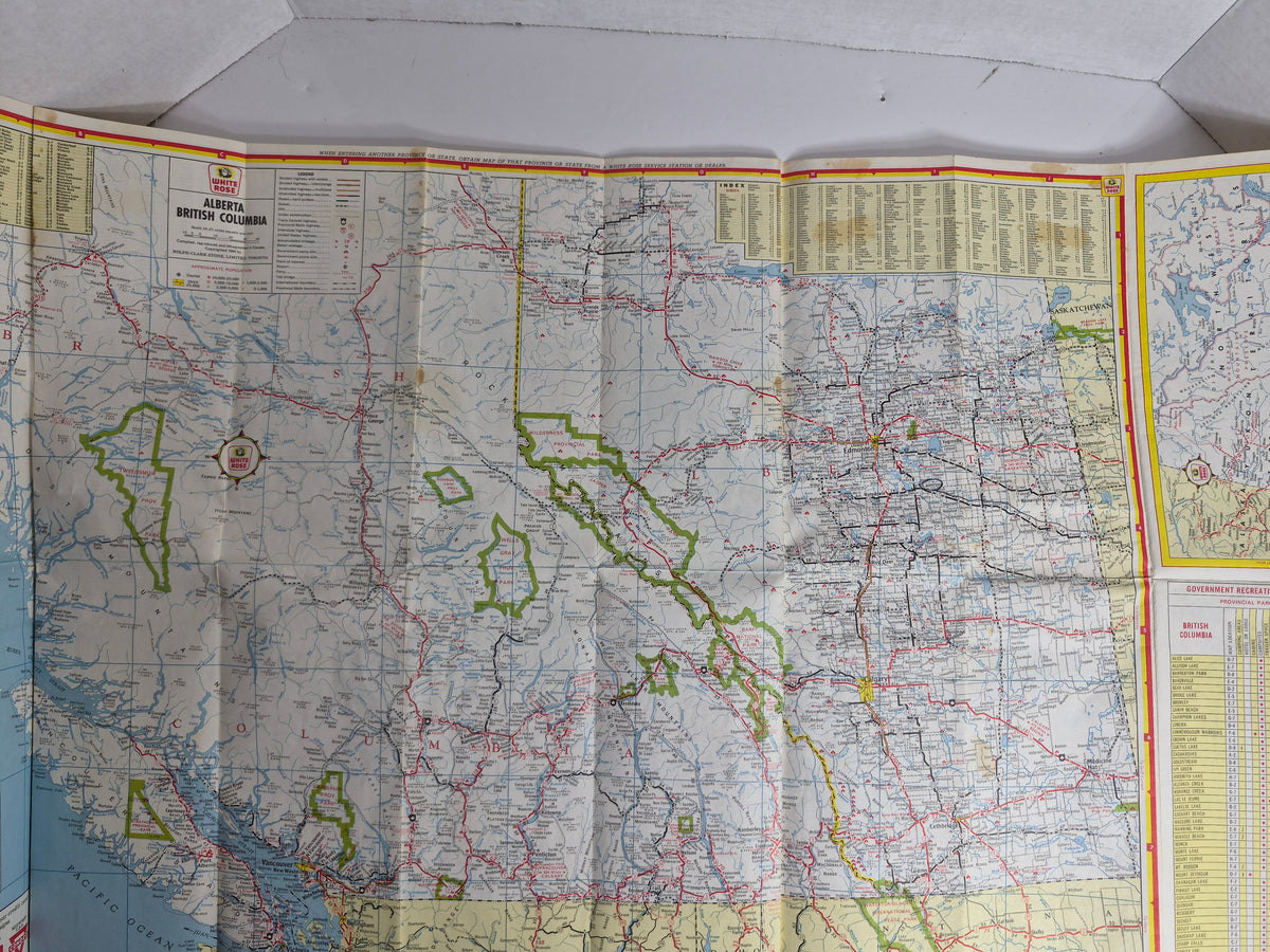 1956 White Rose Ontario Road Map – Canadian Oil Companies Service Station Map – Southern & Northern Ontario, City Insets – Rolph-Clark-Stone